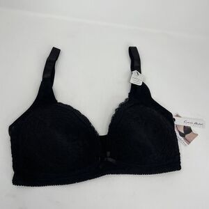 CARRIE AMBER Intimates Womens Solid Black Lace Full-Figure Bra NEW Wirefree 36D